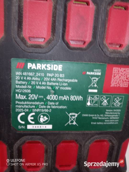 Szlifierka kątowa akumulator parkside Śrem