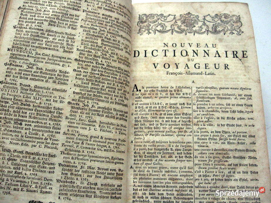 XVIII w Słownik Francuzko Niemiecki oprawa Skóra Poznań