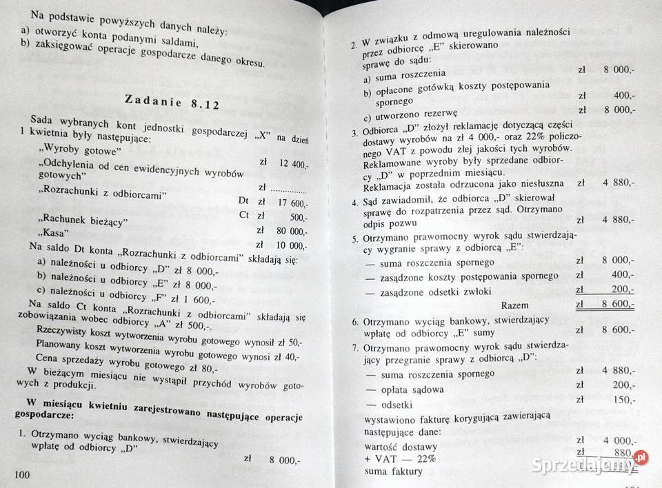 Zbiór zadań Rachunkowość podstaw Jan Matuszewicz lubelskie Chełm sprzedam