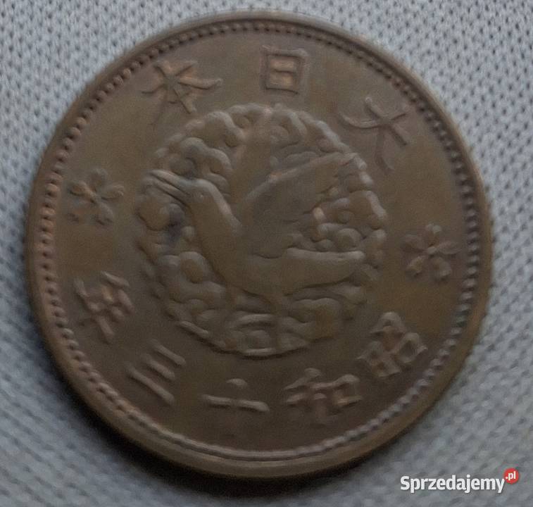 JAPONIAHIROHITO1 SEN 1938 r 13 PTAK BRĄZ sprzedam
