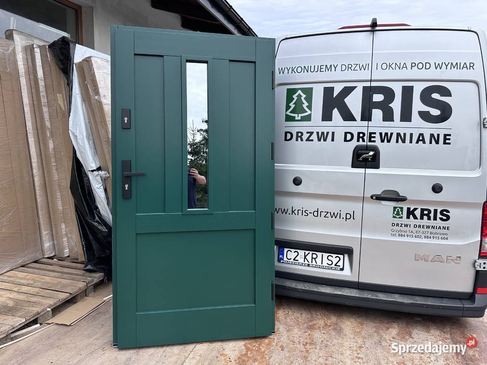 Drzwi zewnętrzne drewniane dostępne ręki RAL Namysłów sprzedam