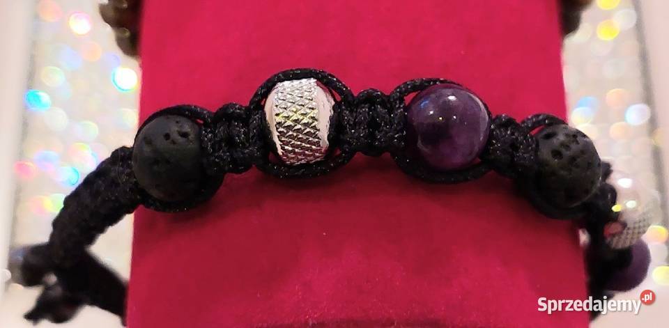 BRANSOLETKA STAL AMETYST LAWA RUNA PUDEŁKO śląskie