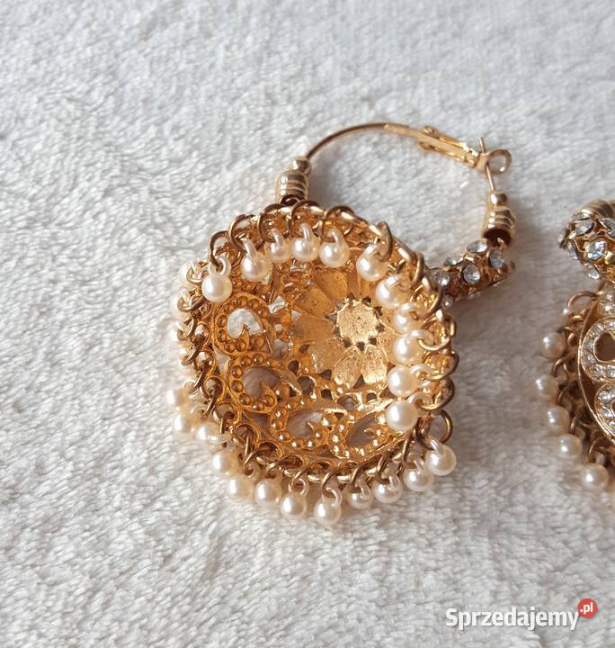 Złote kolczyki indyjskie orient duże jhumki Szczecin