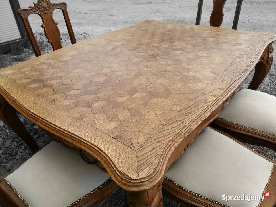 Francuski stół z 5 krzesłami ok1900 r renowacja Wałbrzych