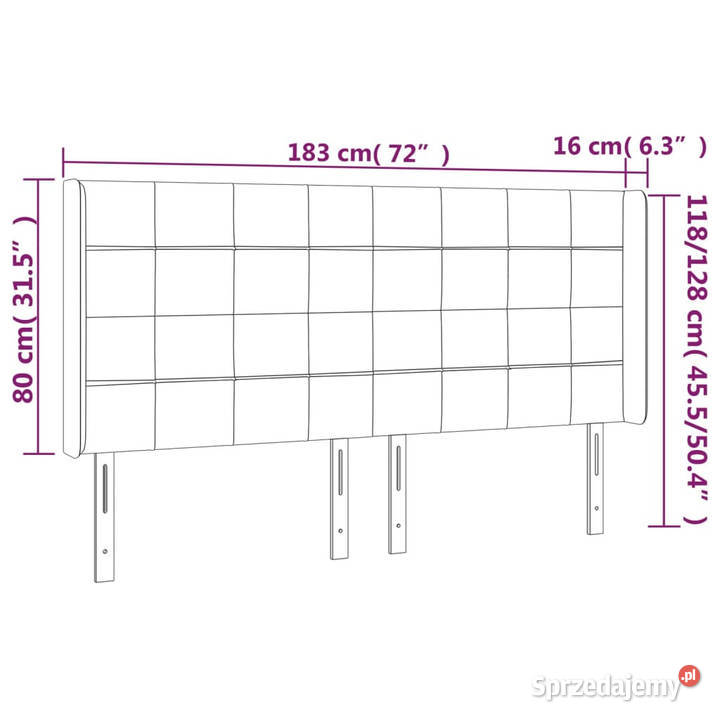 Zagłówek do łóżka z LED jasnoszary 183x16x118128 mazowieckie Warszawa