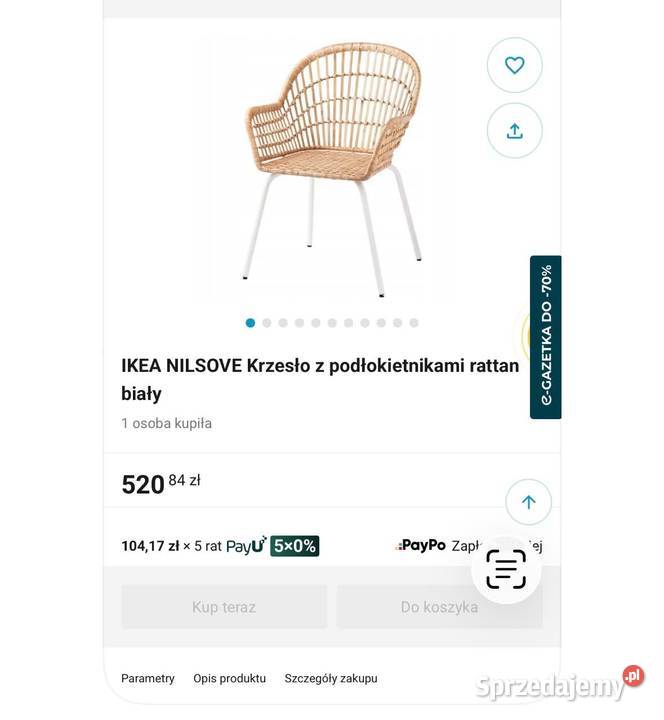 IKEA NILSOVE 4 krzesła rattanowe z Szczecin sprzedam