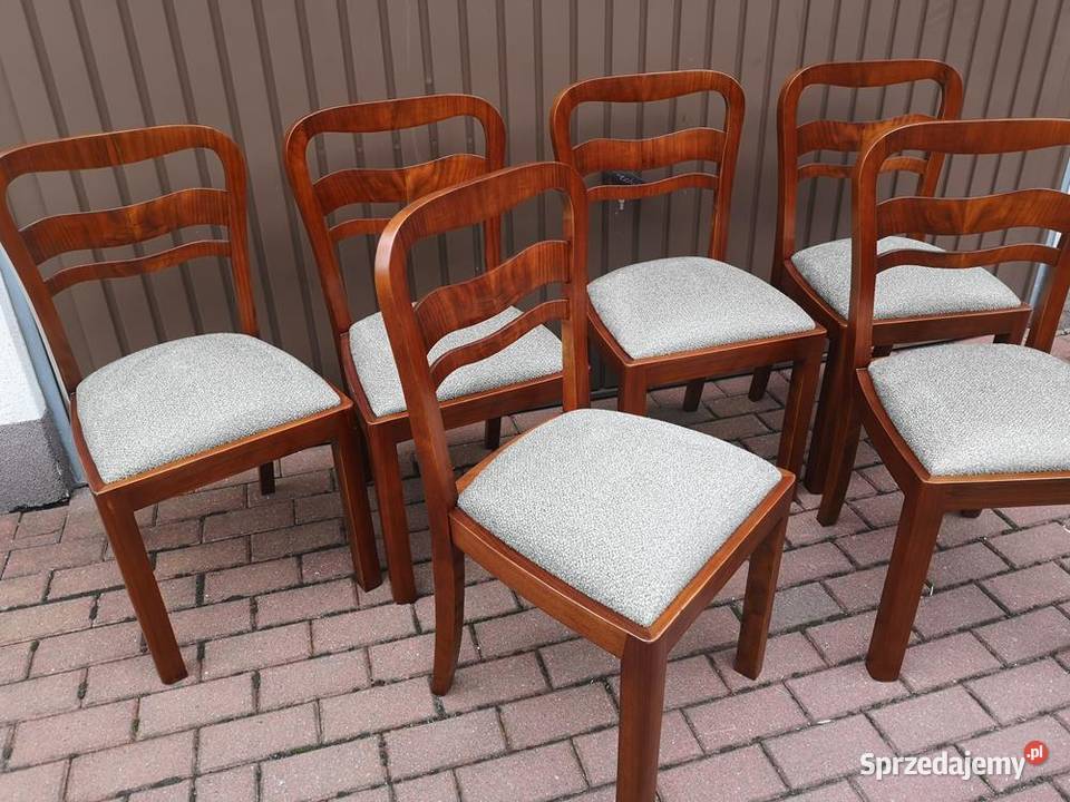 Krzesła ARTDECO OrzechBuk Stare Antyk Komplet 6 Swarzędz sprzedam