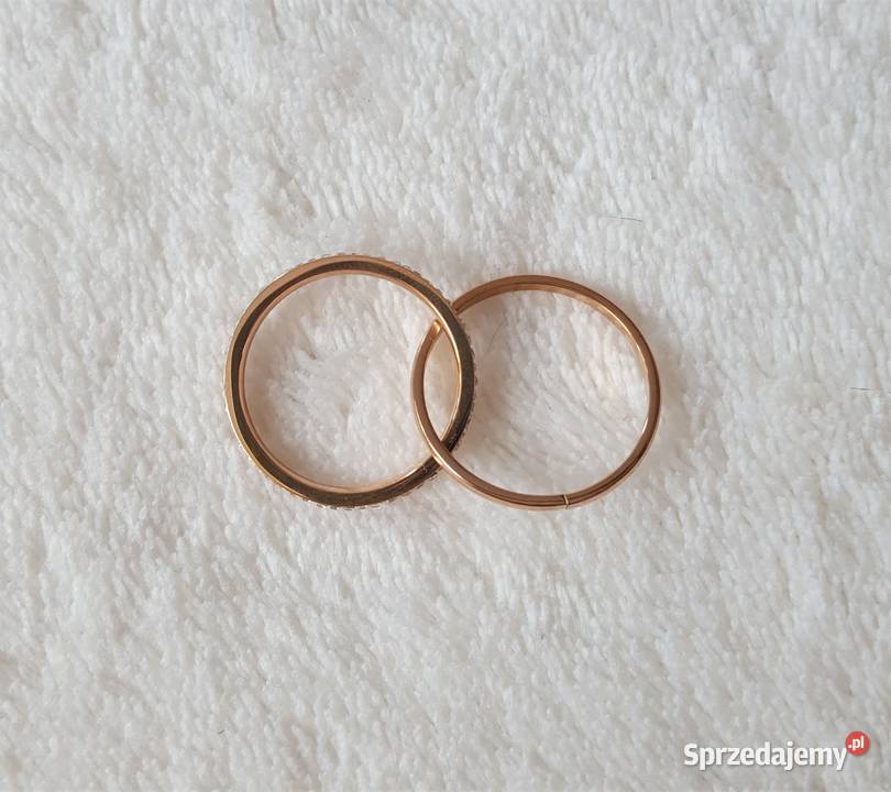 Nowy pierścionek obrączka złoty kolor białe Szczecin