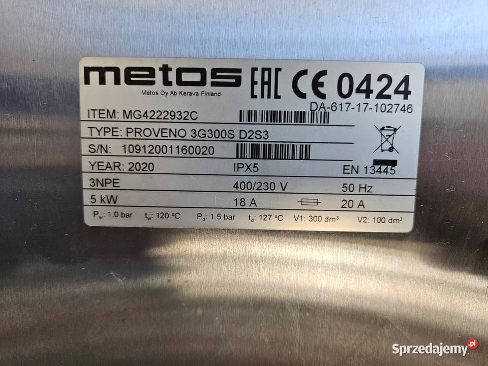 Kocioł parowy METOS PROVENO 3G300S D2S3 300l z Krotoszyn