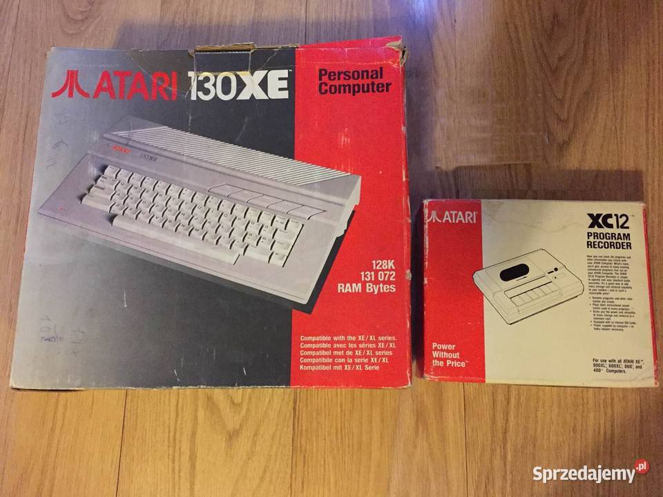 Atari 130xe plus magnetofon i pudełka Łążynek