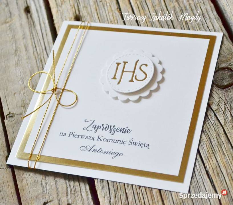 Zaproszenia komunijne ręcznie robione złote z pomorskie Słupsk