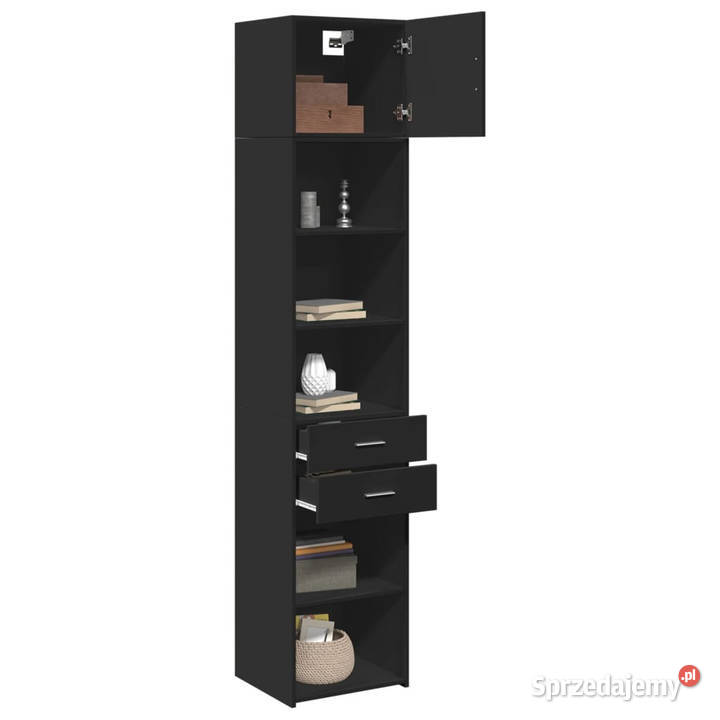 Wąska szafka czarna 45x425x225 materiał Warszawa