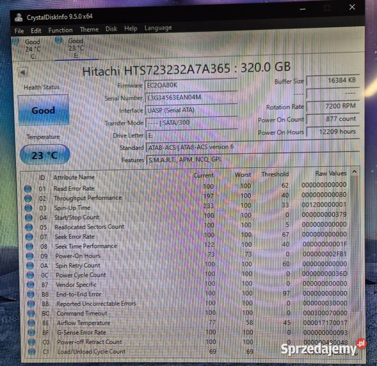 Dysk twardy 320 GB 25 HITACHI HTS723232A7A365 Pojemność 320 Ruda Śląska