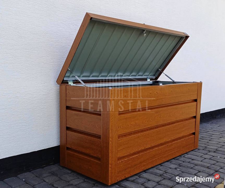 Skrzynia ogrodowa metalowa kufer 150x60x70 złoty