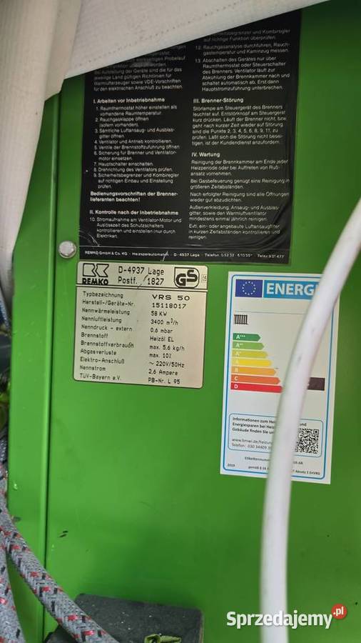PIEC NADMUCHOWY Firmy Remko 58KW