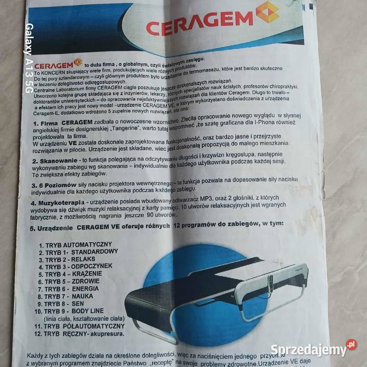 Ceragem Master VE łóżko do masażu z Rzeszów sprzedam