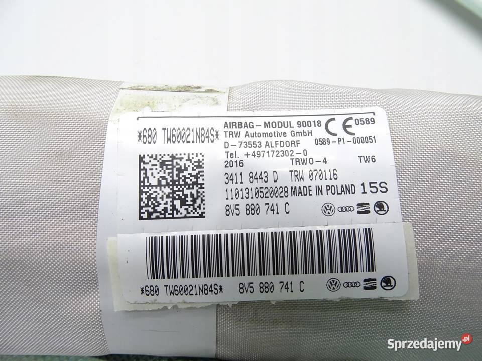 KURTYNA POWIETRZNA AIRBAG LEWA AUDI A3 8V 5D osobowe