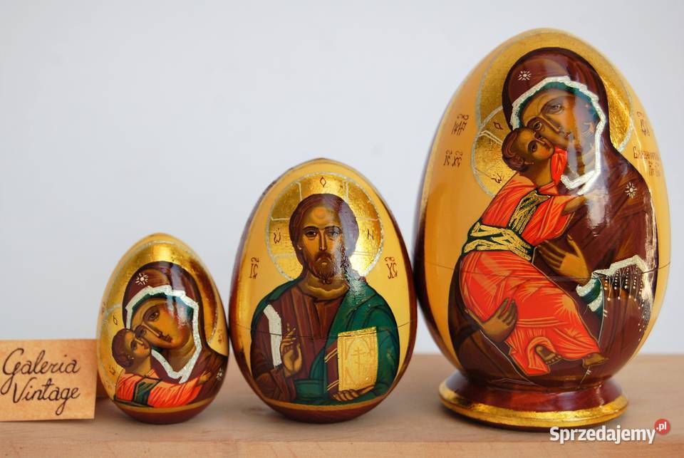 Jajko rosyjskie pisanka ikona Matka Boża wielokolorowy lubelskie Lublin sprzedam