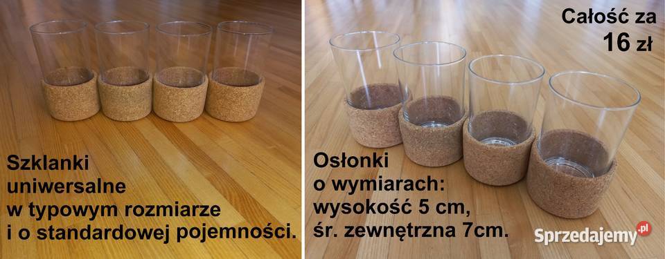 Zestaw korkowe osłonkiuchwyty ze szklankami Warszawa