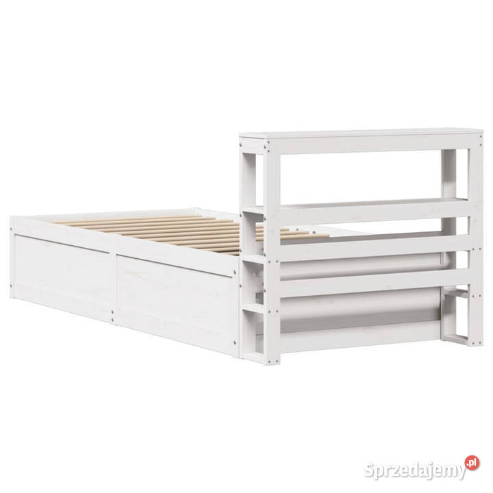 Rama łóżka z wezgłowiem biała lite drewno 82cm mazowieckie Warszawa