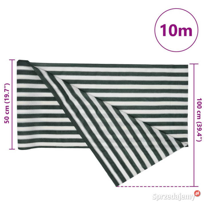 Siatka cieniująca zielonobiała 1x10 m HDPE 150 mazowieckie Warszawa