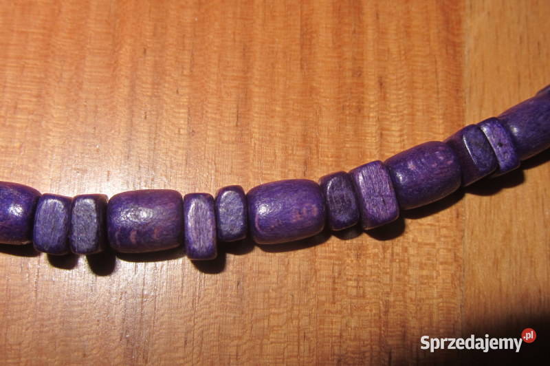 drewniane fioletowe korale nowe nienoszne Warszawa