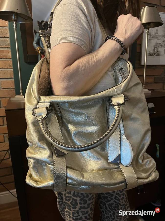 Torebka kolor starego złota skóra mega pakowna Chorzów sprzedam