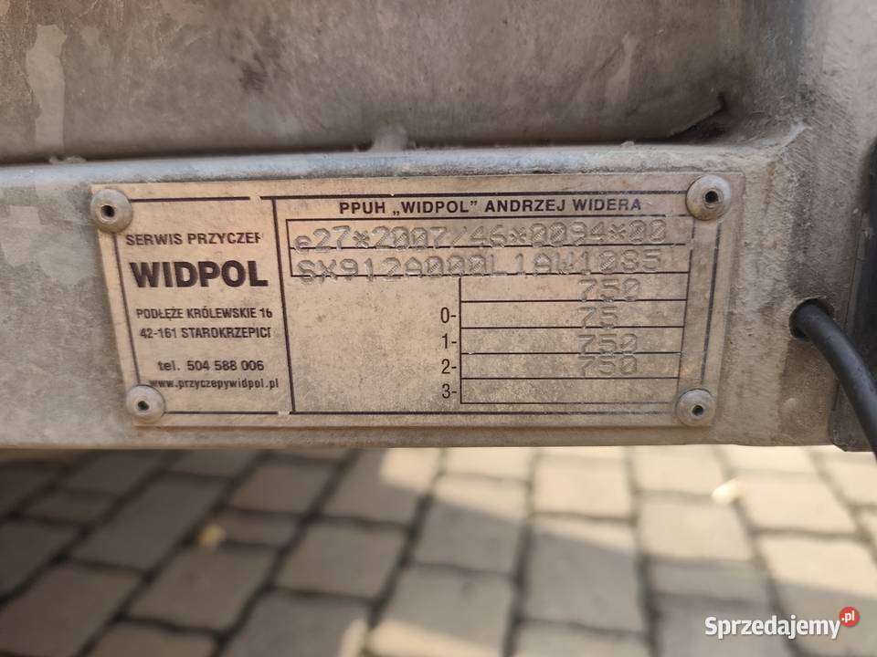 Przyczepa WIDPOL 300m x 155m DMC 750 Hamowana Burtowe i plandeki świętokrzyskie Wodzisław