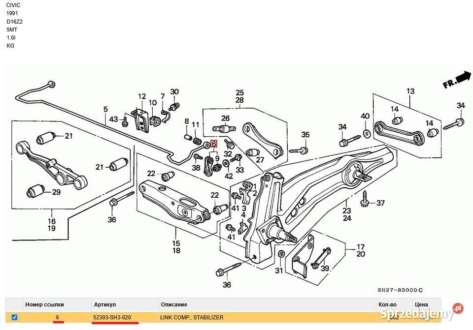 Mocowanie stabilizatora tył kpl Honda Civic IV Kielce sprzedam