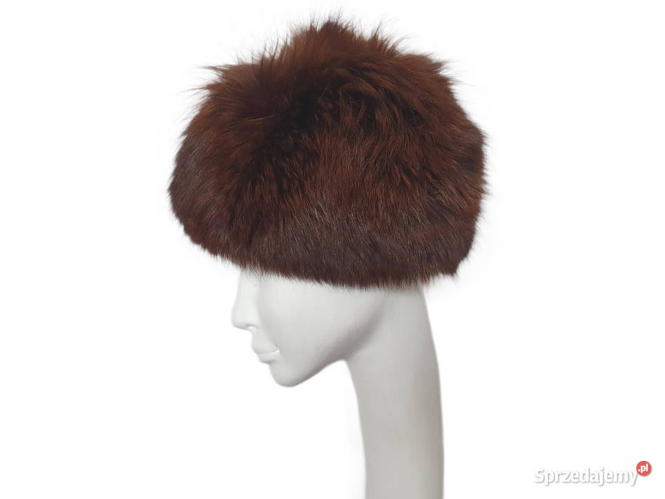 Czapka brązowa z lisa niebieskiego Lis farbowany Katowice