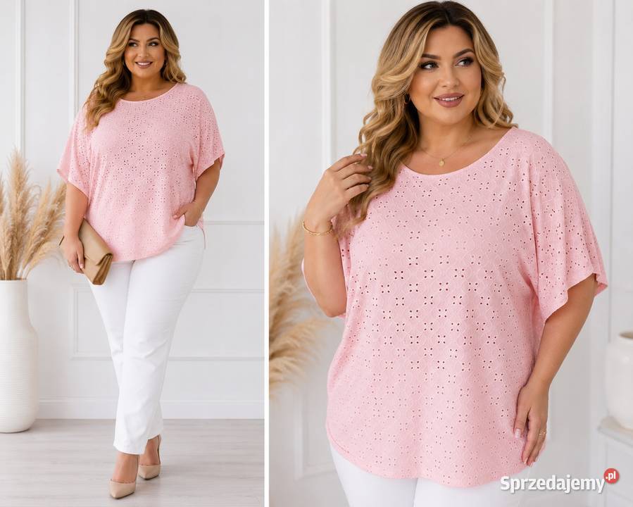 Bluzka damska plus size wyszywana ażurowa biust