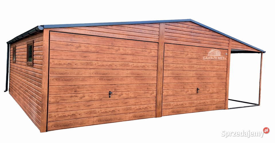 GARAŻ BLASZANY 6m x 6m 2m WIATA DWUSPAD 2x BRAMA Ogród Łapanów
