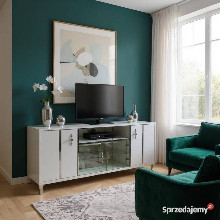 Komoda biała lustrzana noga Ludwik gałka Komody wielkopolskie Kępno