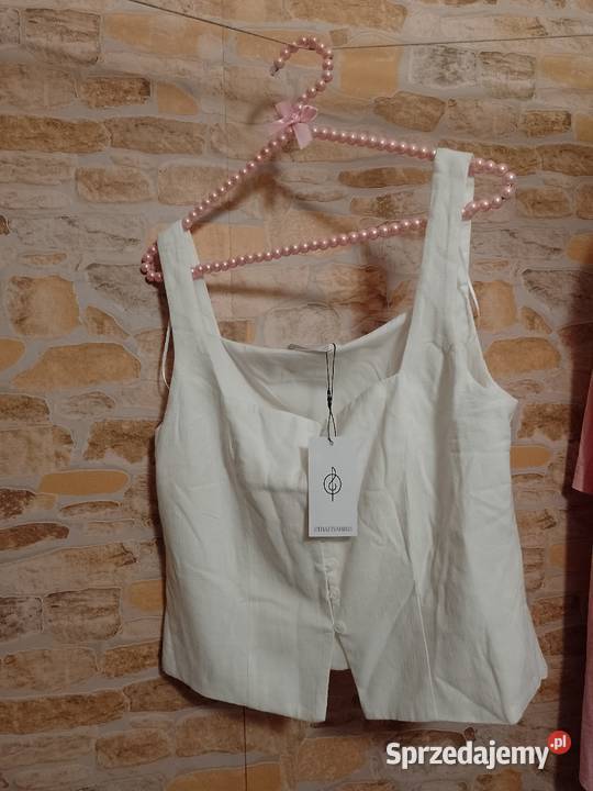 40L Stradivarius Ekskluzywna kremowa lniana Kraków
