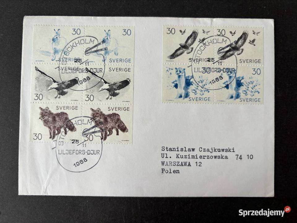Znaczki Szwecja 1968 grawer CzSłania Warszawa