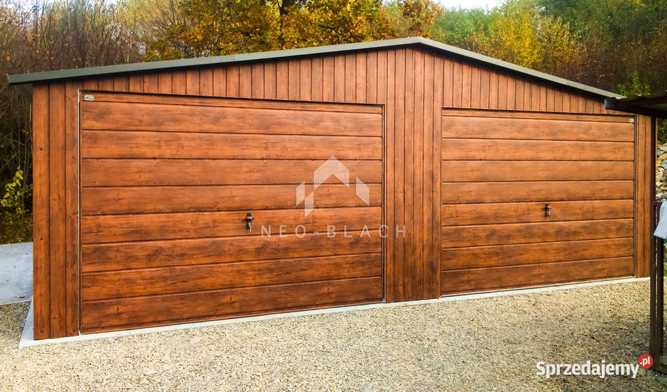 Garaż Blaszany 8x6m 2x Brama Uchylna Ciemny Legnica
