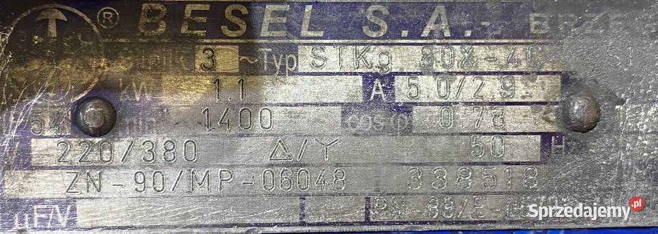 silnik elektryczny 11kW 1400obr 3fazowy BESEL Pigża sprzedam