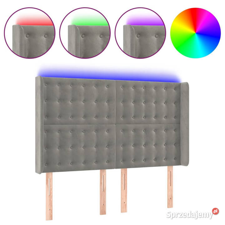 Zagłówek do łóżka z LED jasnoszary 147x16x118128