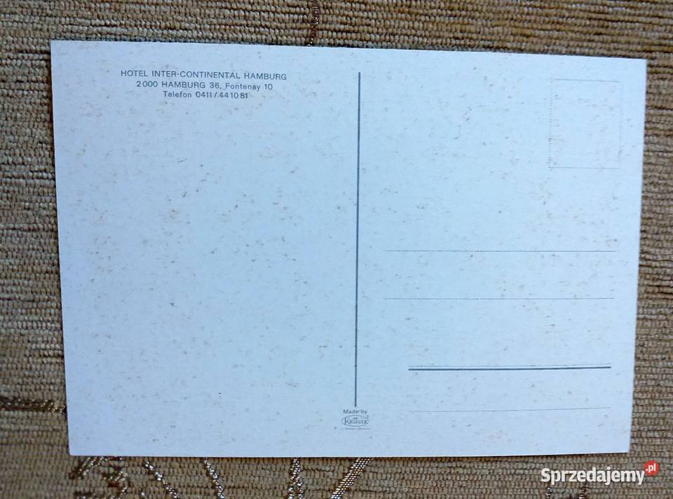 HAMBURG WIDOK NA HOTEL INTERCONTINENTAL Antyki, Sztuka, Kolekcje Piszczac