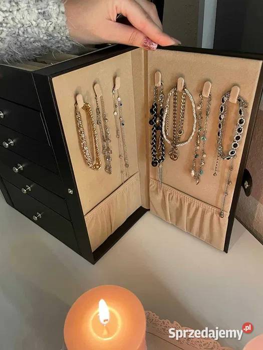 Czarna SKÓRZANA szkatułka na biżuterię SONGMICS Warszawa