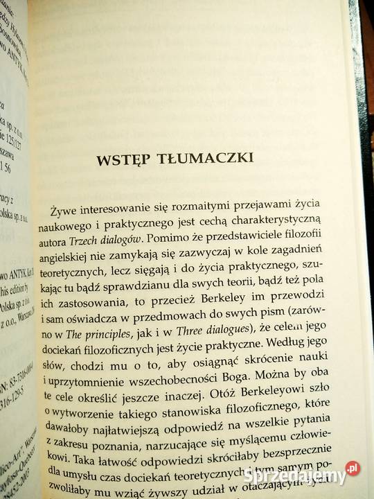 Berkeley Trzy dialogi filozofia książki Bródno Warszawa