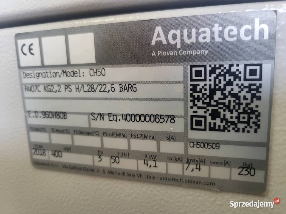 Chiller agregat wody lodowej Piovan Aquatech Białogard