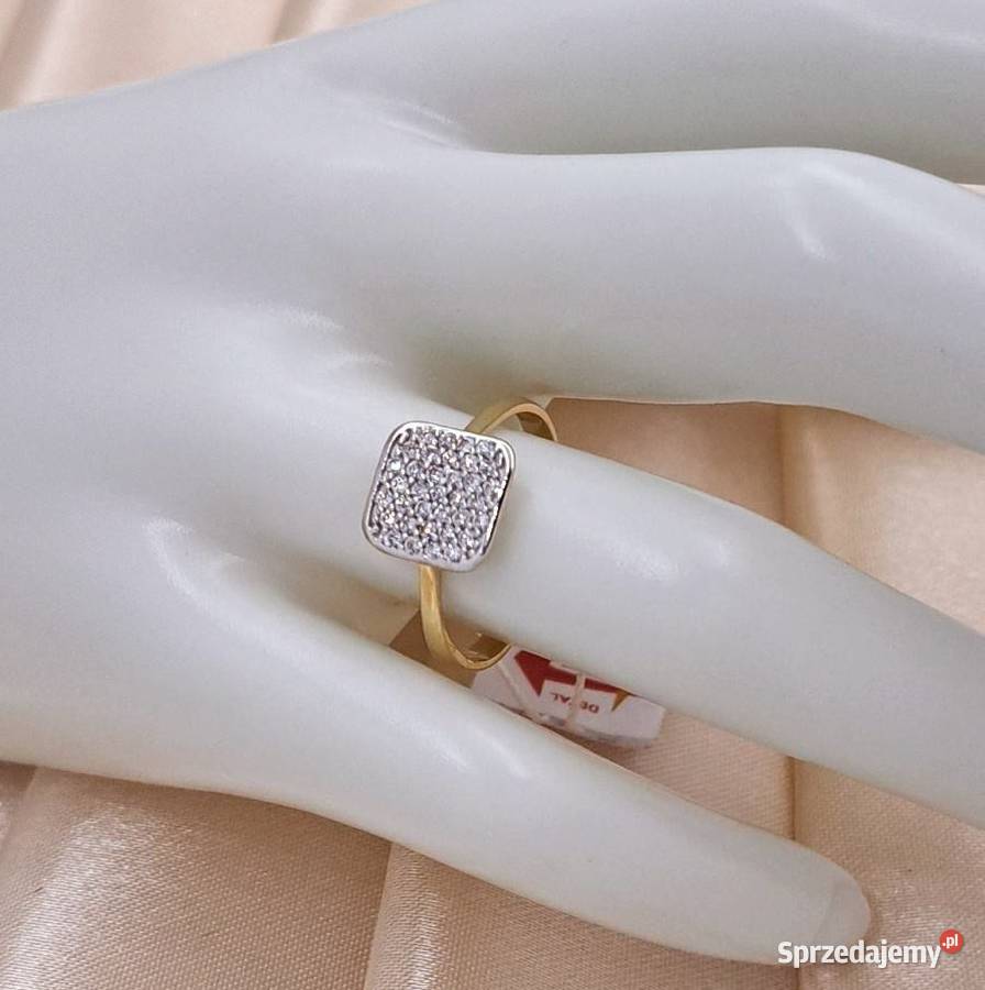 Pierścionek r14 Złoty pr585 Glamour kwadrat Z858 wielkopolskie sprzedam