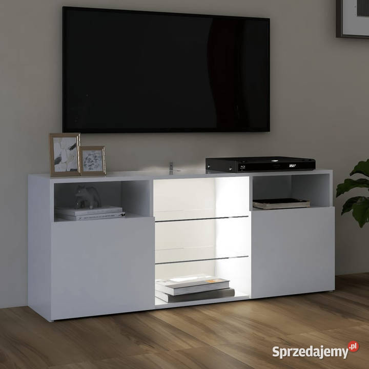 Szafka TV z oświetleniem LED biała 120x30x50
