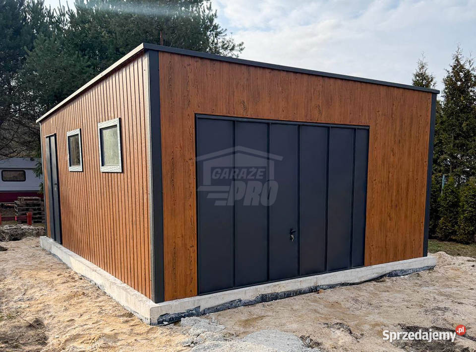Garaz blaszany 5x6 m brama uchylna drzwi 2x okno Nieruchomości dolnośląskie Wrocław sprzedam