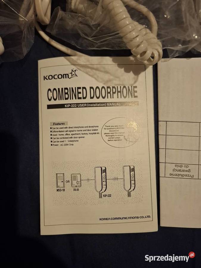 NOWY Zestaw Domofonowy KOCOM KIP222 MS2DS