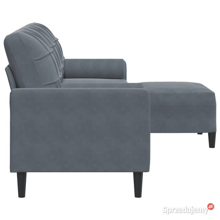3osobowa sofa z podnóżkiem ciemnoszara 210 Meble Warszawa