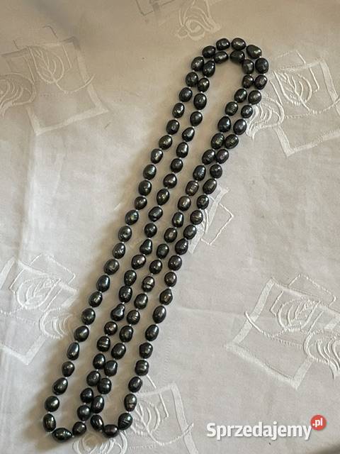 Klasyczny naszyjnik z czarnych pereł 120g sprzedam