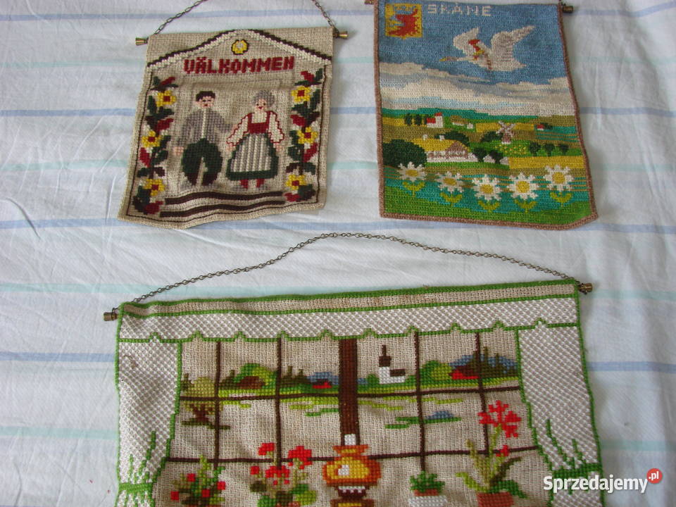 szwedzka makatka wyszywana krzyżykiem pomorskie Pruszcz Gdański