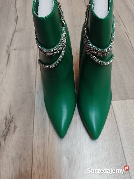 49 Zielone bogato zdobione botki Szpilki Kraków